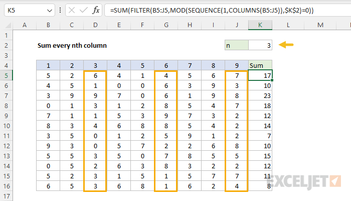 Select Every Other Column In Excel Formula